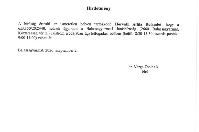 Hirdetmény